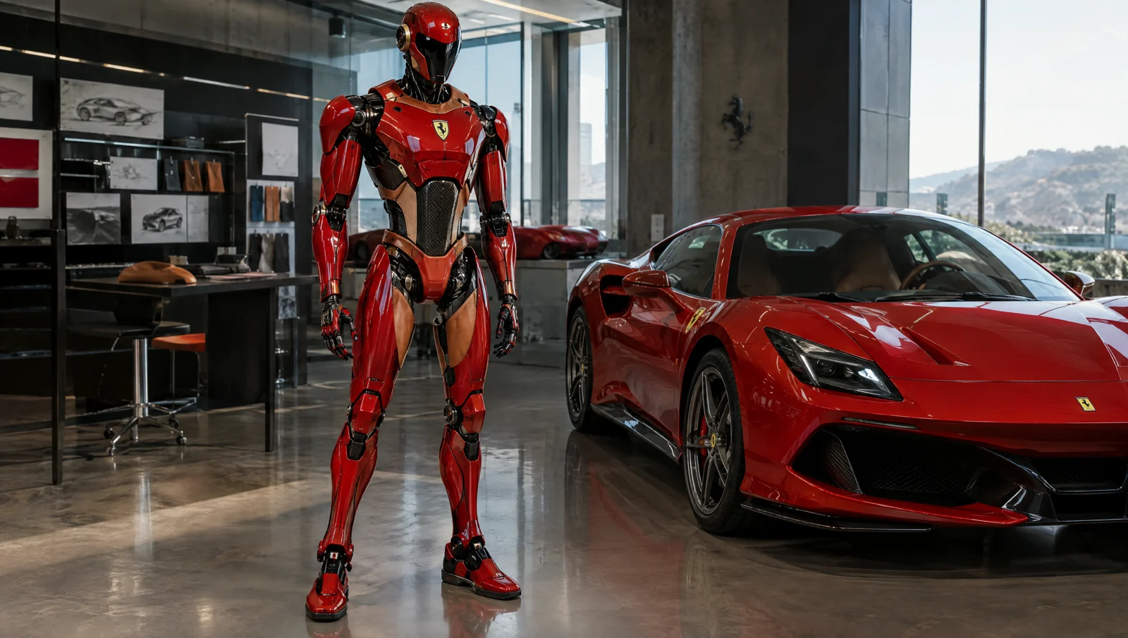 Independent Ferrari inspired robot concept, not an official product