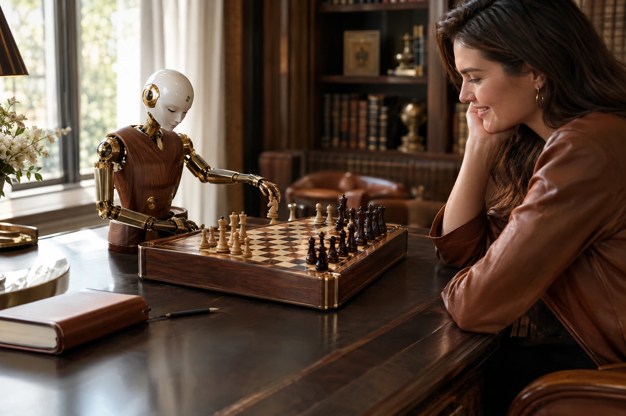 The Atelier Table chess robot concept playing with an adult collector in a private residence