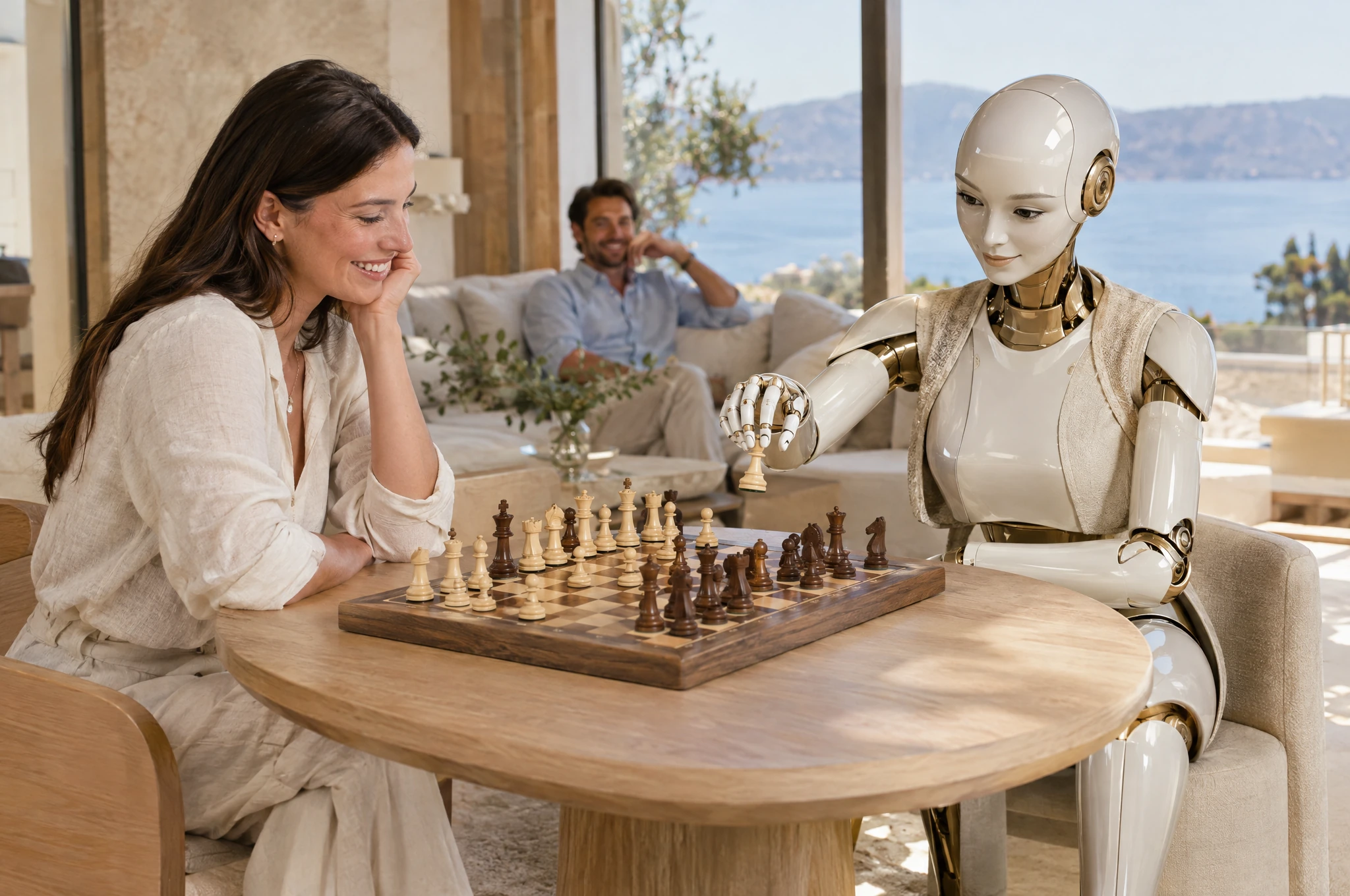 The Aurelia chess robot concept playing with an adult collector in a private residence