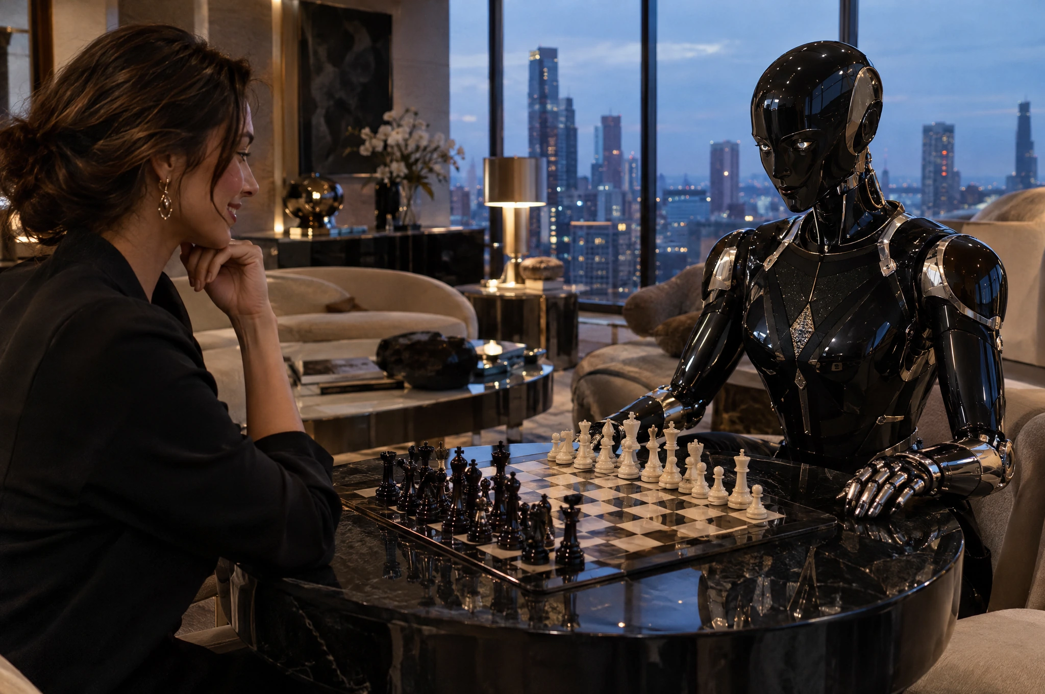 The Nocturne chess robot concept playing with an adult collector in a private residence