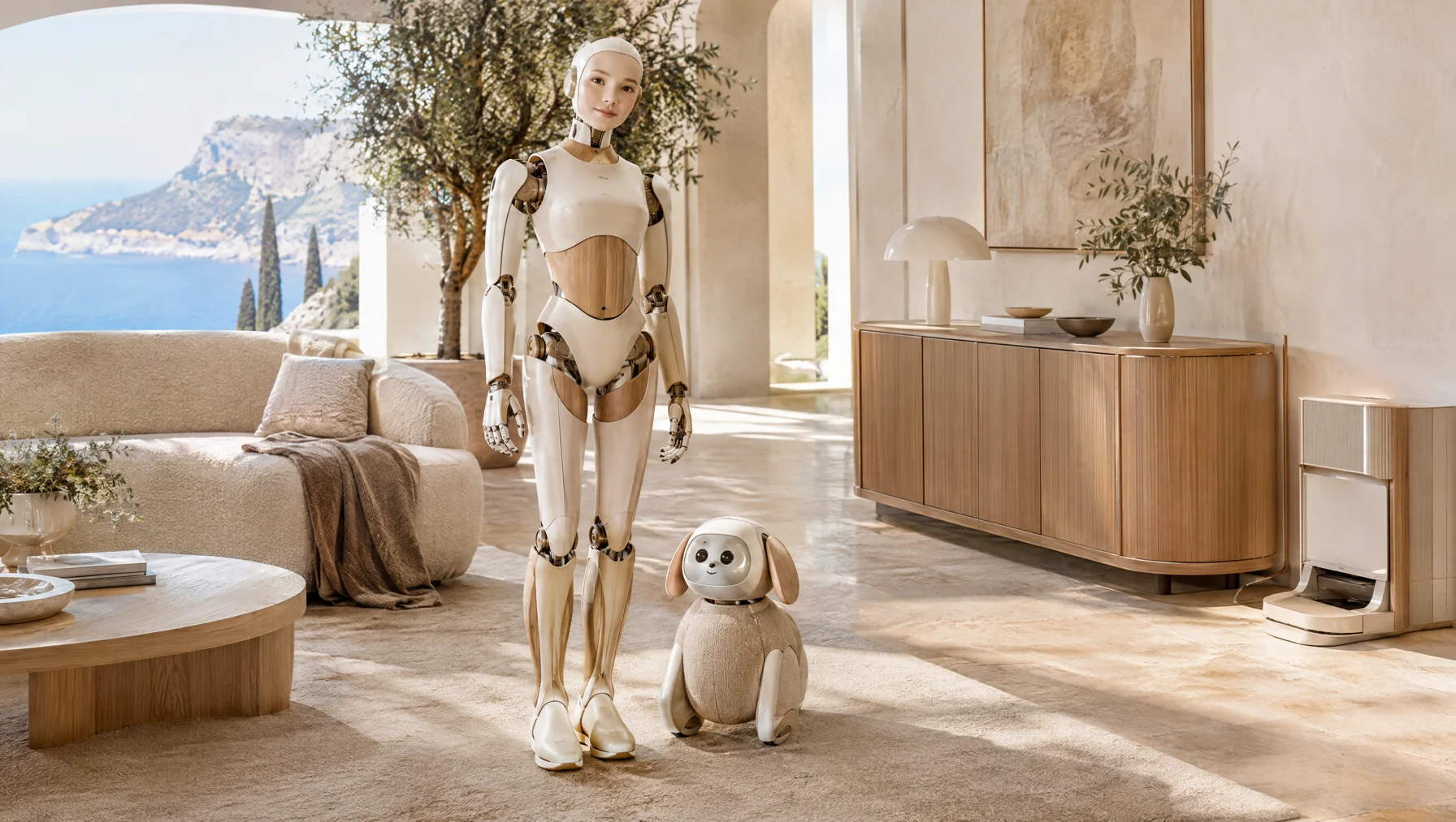 Villa / Soft Form customized robots in a matching luxury interior